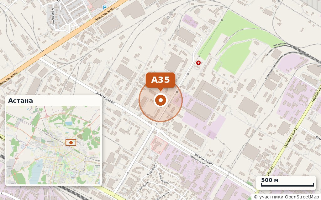 Карта: Цех 2 000 м² с кран-балками · Досмухамедулы 38/3