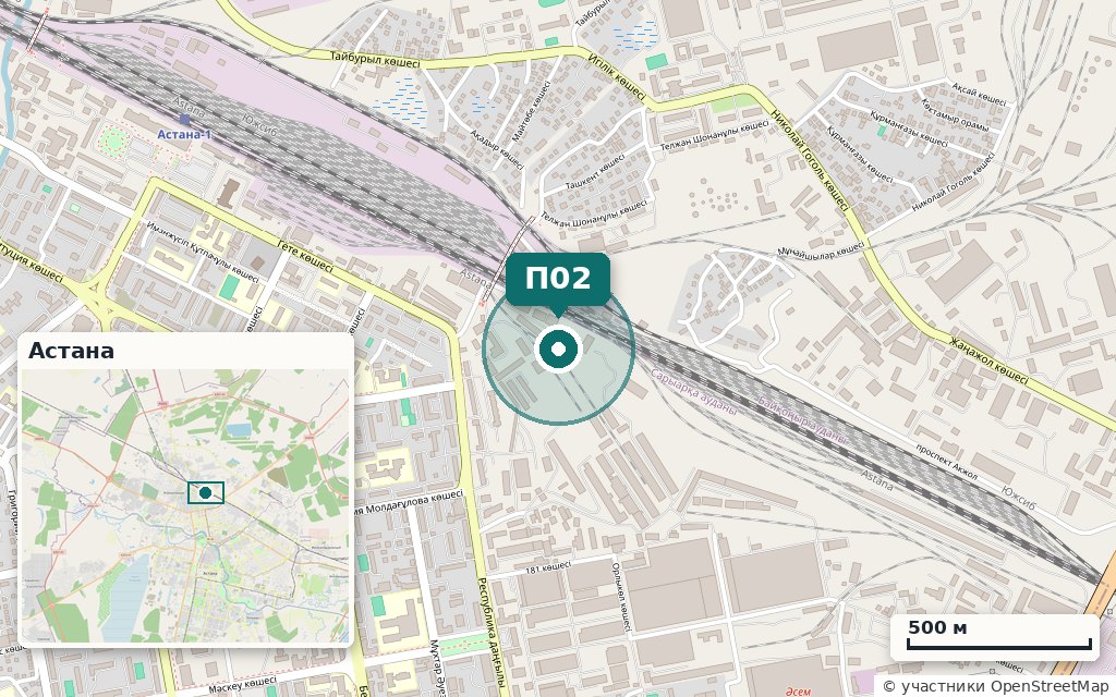 Карта: Склад 1 100 м² · Республика 84/3 (у вокзала)