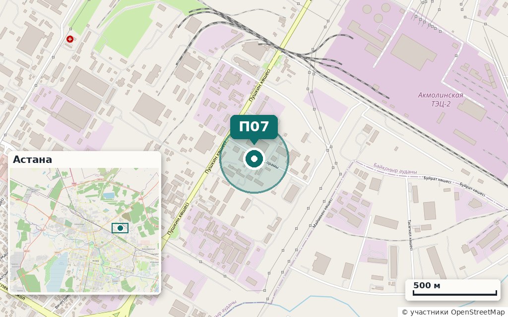 Карта: Склады 1 000 м² · Созак 4 (Пушкина 48/2)